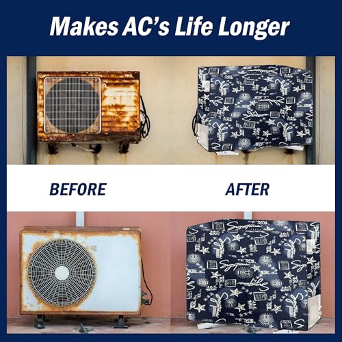 Image of Digital Print Split AC Cover Set for 1.5 Ton Indoor & Outdoor Units - Dustproof & Water Resistant Protection (Signature Blue)