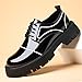 Men's Fashion Dress Shoes Black Patent Leather White Contrast Trim Chunky Platform Derby Trendy Lug Sole Business Casual Modern Luxury Oxfords(7)