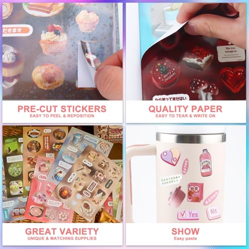 Image of 700Pcs Cute Scrapbook Stickers Travel Japanese Sticker Book for Adult Kawaii Korean Stickers for Journaling Heisei Retro Aesthetic Sticker Manga Style Decor for DIY Crafts Junk Journal Gifts Secret
