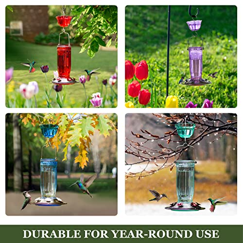 Kingsyard Glass Hummingbird Feeder For Outdoors Wild Bird Feeder With 6 Feeding Ports Hanging For Garden Yard, Purple (Ant Moat Included) #TOP4