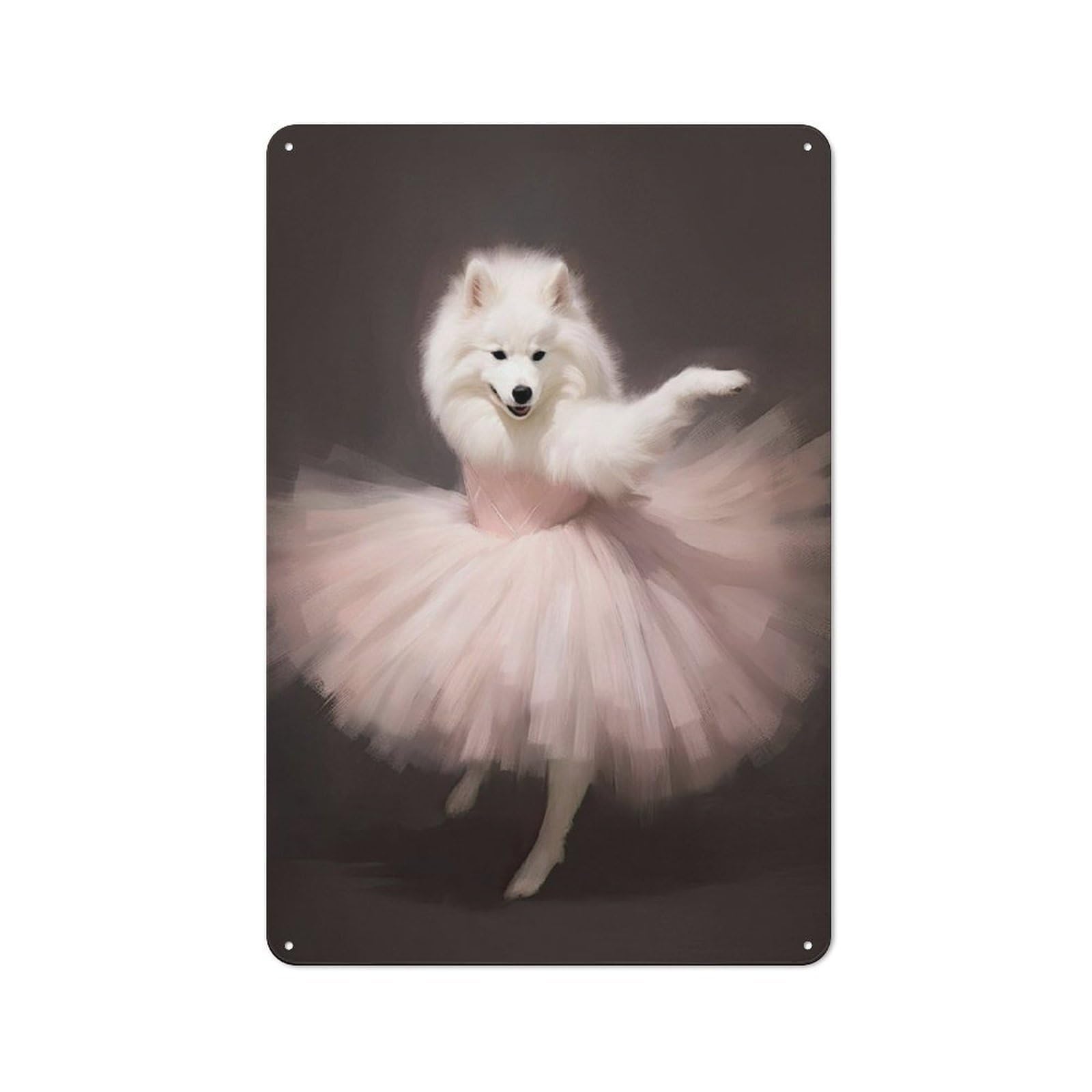 Junmoney Samoyed Ballerina Printed Metal Sign 30X20cm For Home Office Or Studio, A Christmas Gift For People Styling Home Office And Studio