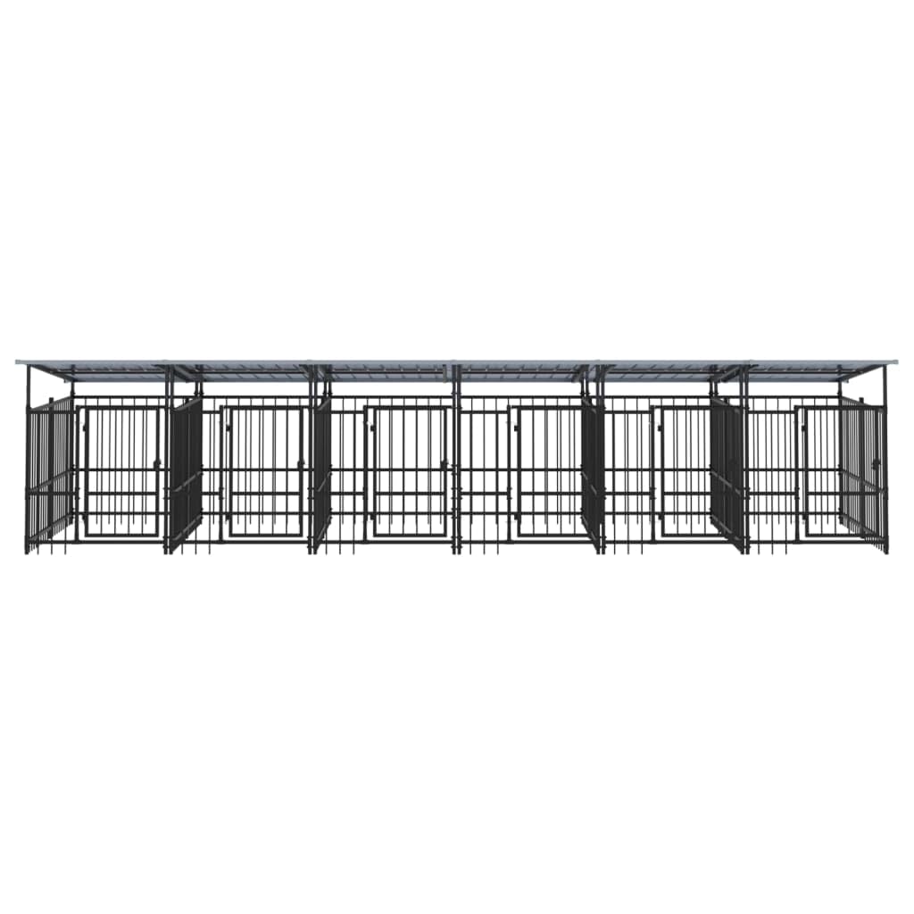 Perrera para perros de acero con recubrimiento en polvo con techo de 11,26 m², plegable y portátil, parque seguro con valla para cachorros y perros, ideal para jardín, patio e interior