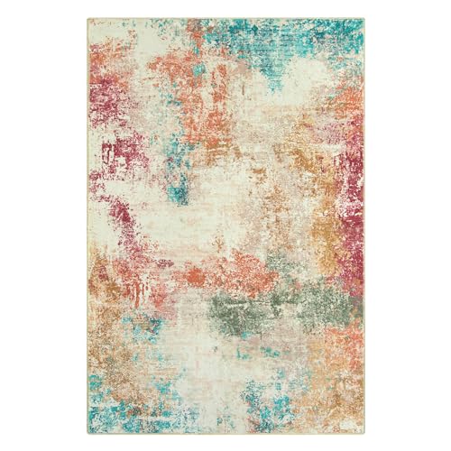 Image of Printed Cotton Carpet for Living Room Size 2x5 feet | Anti-Slip Floor Rug | Washable & Durable | Modern Design Home Decor Color- Colorful