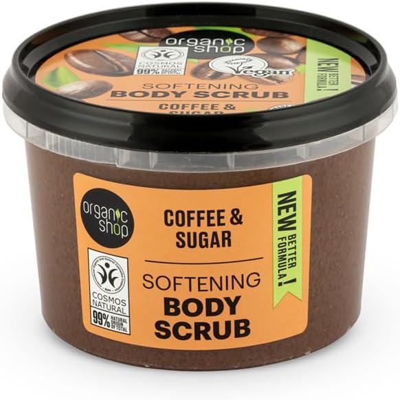 Esfoliante corporal de café e açúcar Organic Shop, 250 mL