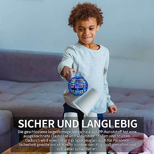 Ivtivfu Fliegender Ball Spielzeug (Blau), LED Flying Spinner, Magic Hover Schwebe Magischer Ball, Bumerang Drohne Toys für Mädchen und Junge, Geschenk für Kinder ab 6, 7, 8, 9, 10, 12 Jahren