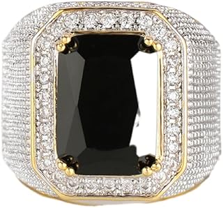 925 Sterling Silver Square Gemstone CZ Diamond Eternal Engagement Cubic Zirconia Rings Diamond Rings for Women Jewelry Findings Earring Backs Findings (US Code 8, Black gem)