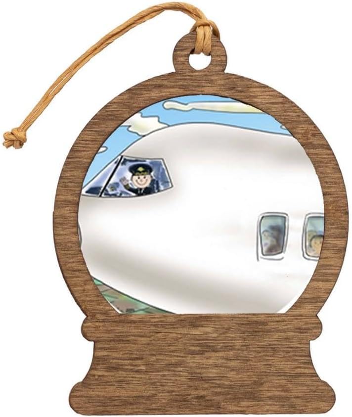 PrintedPerfection.com Personalized Pilot, Commercial - Male Wooden Snow Globe Shaped Christmas Ornament