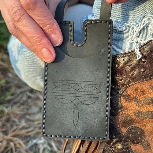 Western Boot Wallet with Snap Strap, Cowboy Boot Wallet Women, Handcrafted Leather Boot Credit Card Holder Case for Women, Small Minimalist Wallets with Snap Fastening (Brown)4