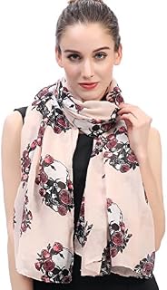 Lina & Lily Skulls and Roses Print Women's Large Scarf
