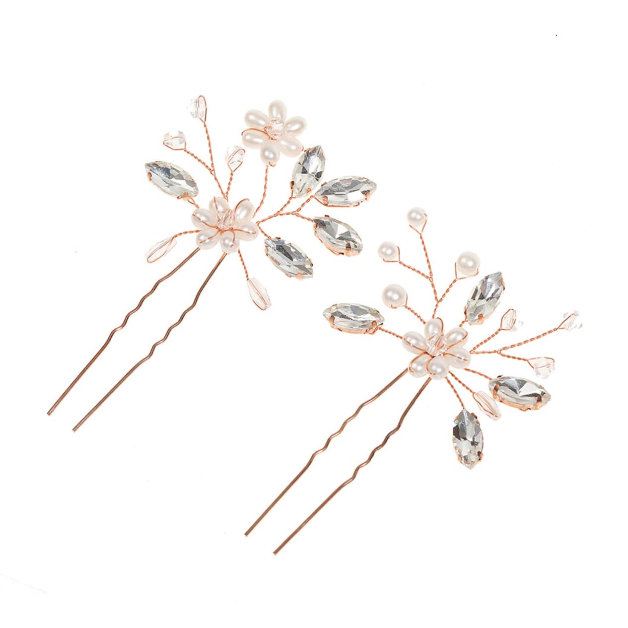 MAGICLULU 5 Juegos De Horquillas Para El Pelo De Novia Con Flores Accesorios Para El Pelo De Boda 2 Unidades X 5
