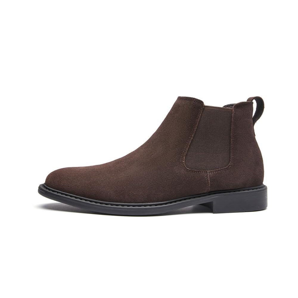 MANLADUO Botas Chelsea de piel auténtica para hombre, estilo británico, botas de vestir clásicas de gamuza para hombre