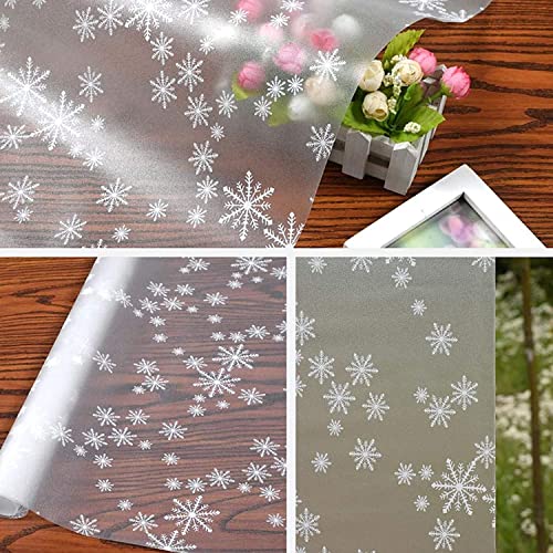 Image of WISDOM Privacy Window Film Frosted Glass Film Glass Film No Glue Anti-UV Window Sticker Non Adhesive for Privacy Office Meeting Room Bathroom Living Room (Snowflake Frosted, 12 x 80 inch)