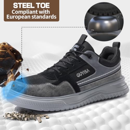 Image of Steel Toe Shoes for Women and Men, Lightweight Safety Work Shoes, Puncture Resistant Cushioned Low Top Work Sneakers for Warehouse Factory Construction