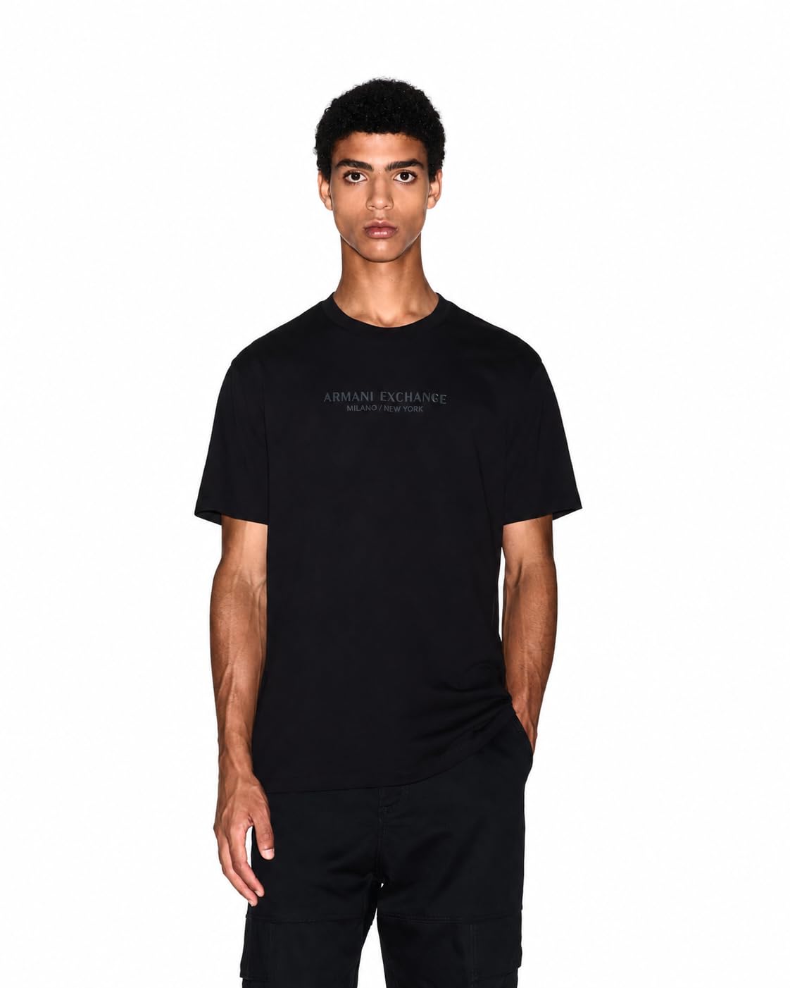 Armani Exchange A|X Logo Lettering 100% Cotton Jersey Regular fit T-Shirt Black, S