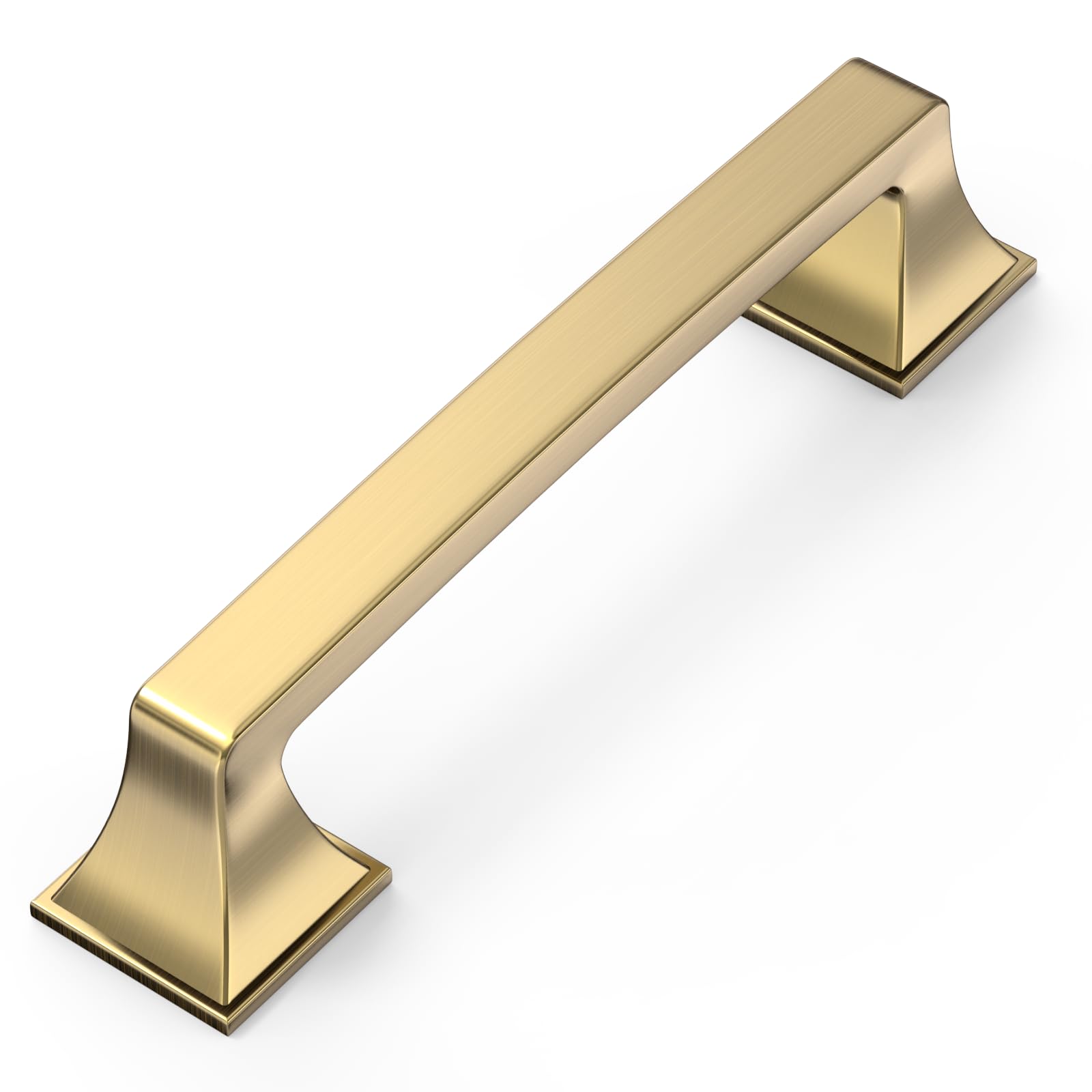 Amerdeco 6 Pack Champagne Bronze Cabinet Pulls, 3.75 Inch(96mm) Hole Centers Kitchen Cabinet Handles, Solid Zinc Alloy Cabinet Hardware Gold Drawer Pulls for Dresser Cupboard Wardrobe,AM046