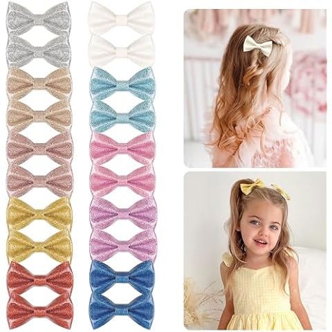 BBGifts 20Pcs Glitter Baby Hair Clips Sequins Toddler Girl Hair Accessory 2.75inches Bling Hair Clips Cover