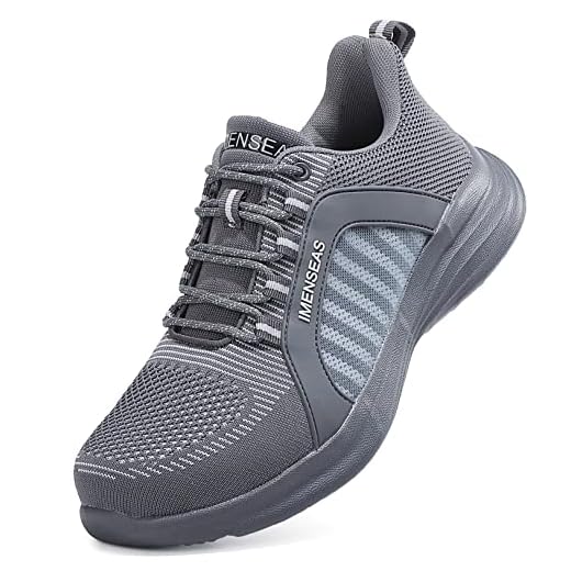Zapatos de Seguridad para Hombres Zapatillas de Trabajo con Punta de Acero Industria Construcción Zapatos, Ligero Transpirable(Gris,43 EU)