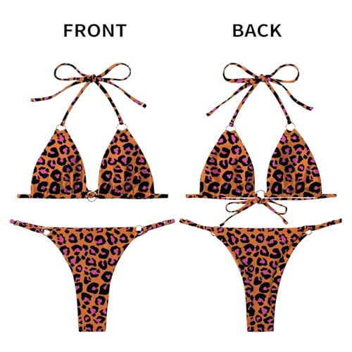 Image of MIKETAI Sexy Bikinis for Women 2 Piece Bikini Spaghetti Strap Swimsuits Solid Color Bathing Swimwear Triangle Bathing Suit