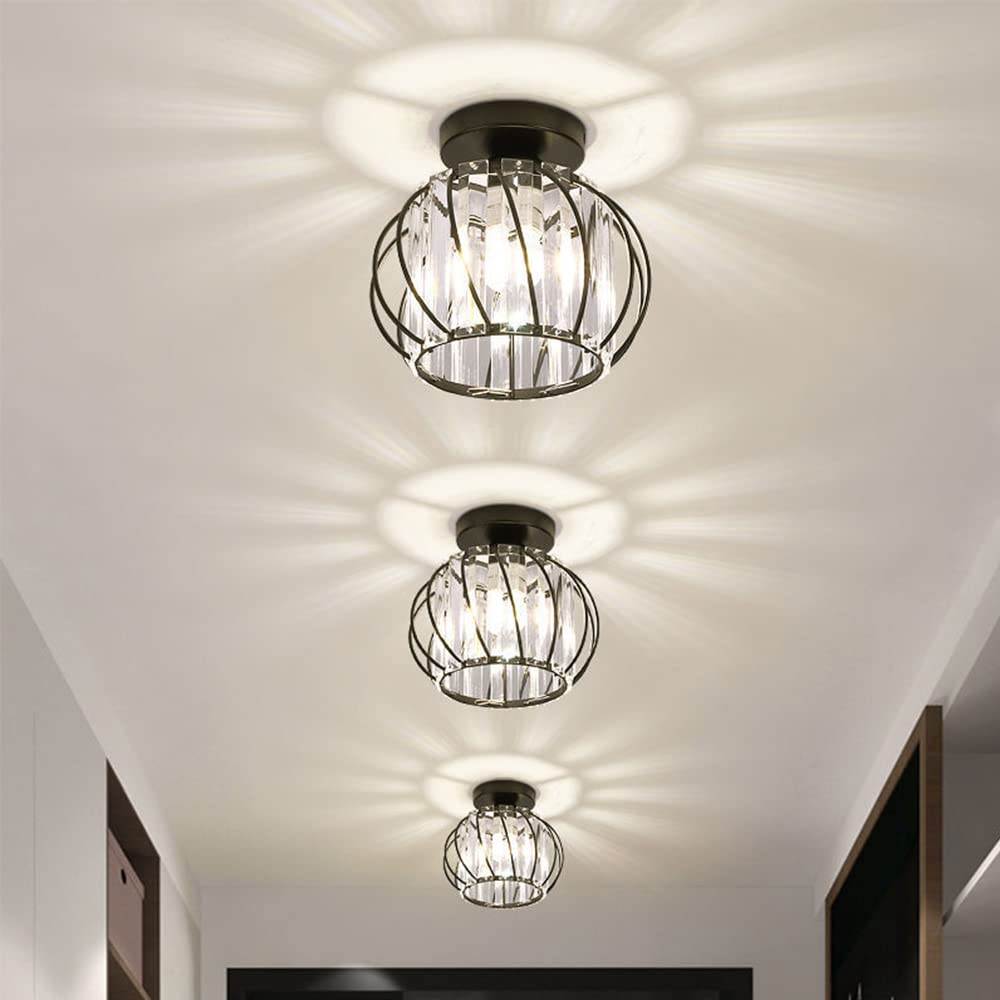 Mengjay E27 Plafoniera in Cristallo Moderno Lampadario Da Soffitto Creativa Paralume,mini lampada da soffitto in cristallo lampadario,per ingresso corridoio camera da letto soggiorno lampada