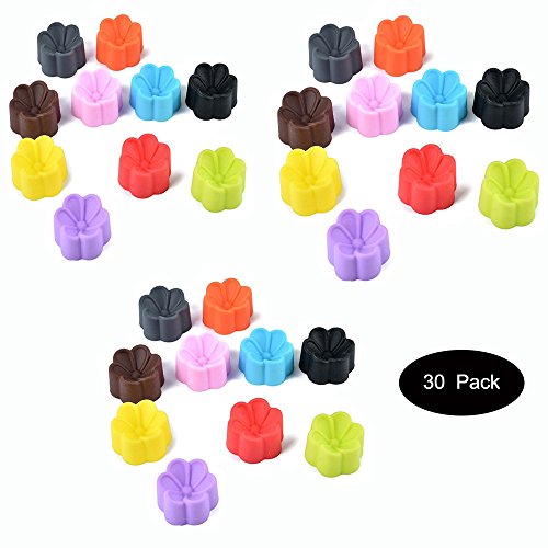EORTA Silicone Muffin Cups Jello/Dessert Molds Bakeware Cupcake Liner Ice Cube/Chocolate/Soap Maker Mini Bundt Cake Pans Pudding Flower Non-stick Baking Tools, Art Craft, DIY, Homemade,30 Pieces