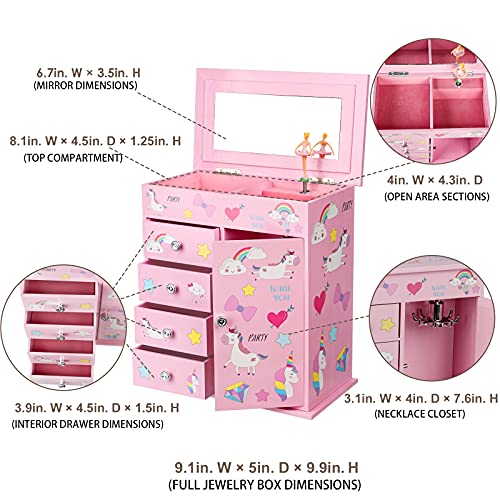 Efubaby B31003-PINK Upgrade Jewelry Box For Girls 5-Layer thumb #3