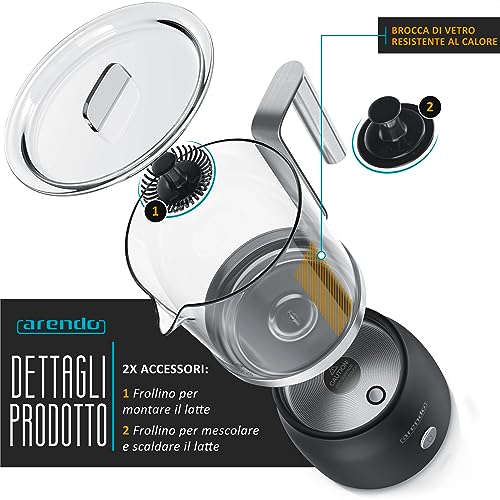Arendo - Montalatte ad induzione in Vetro Milkstar...
