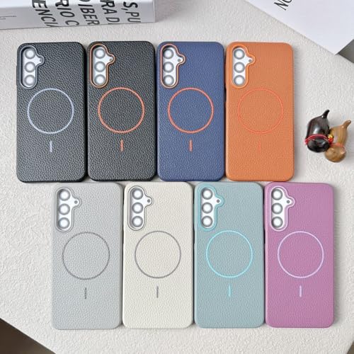 Image of Elzzi Magnetic Case for Samsung Galaxy S25 Ultra, Lychee Texture [Compatible with MagSafe] Premium PC+TPU Back Cover Microfiber Inner Lining, Protective Phone Case (Black)