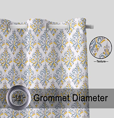 Image of HOMEMONDE Window Light-filtering Curtain Cotton Ikkat Printed 5 Feet- Decorative Grommet Curtains For Bedroom, Yellow Ikkat, Pack Of 2