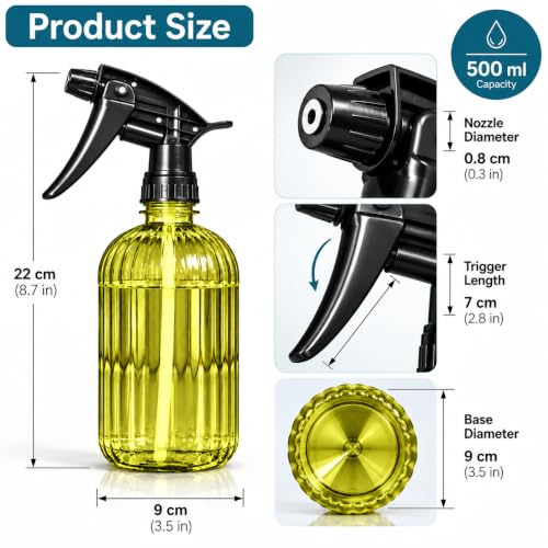 Image of Umite Chef Plant Spray Bottle for Gardening | Fine 500 ml Mist Water Sprayer for Indoor & Outdoor Plants | Garden Plant Mister, Hand Pressure Trigger Sprayer for Flowers, & Home Gardening - Yellow