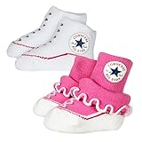 Geschenkset: 2 Paar Baby Söckchen (1x schlicht, 1x mit Rüschen)
