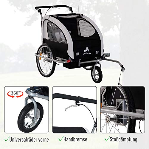 HOMCOM 360° draaibare kinderkar 2-in-1 jogger fietsaanhanger wit-zwart - Afbeelding 8