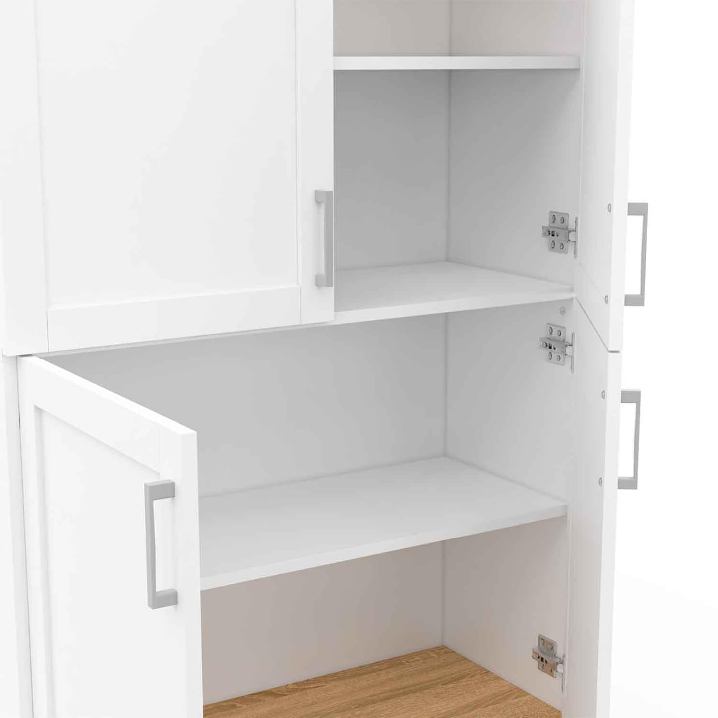 IDMarket - Buffet Haut H. 125 cm VITO 4 Portes Blanc et Bois