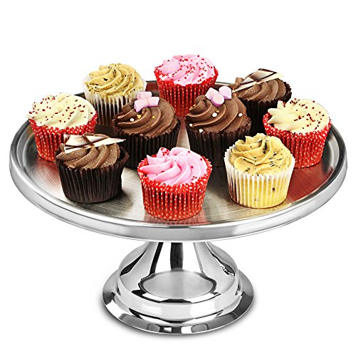 dine@drinkstuff Stainless Steel Cake Stand, 12inch | Metal Cake Stand, 30cm