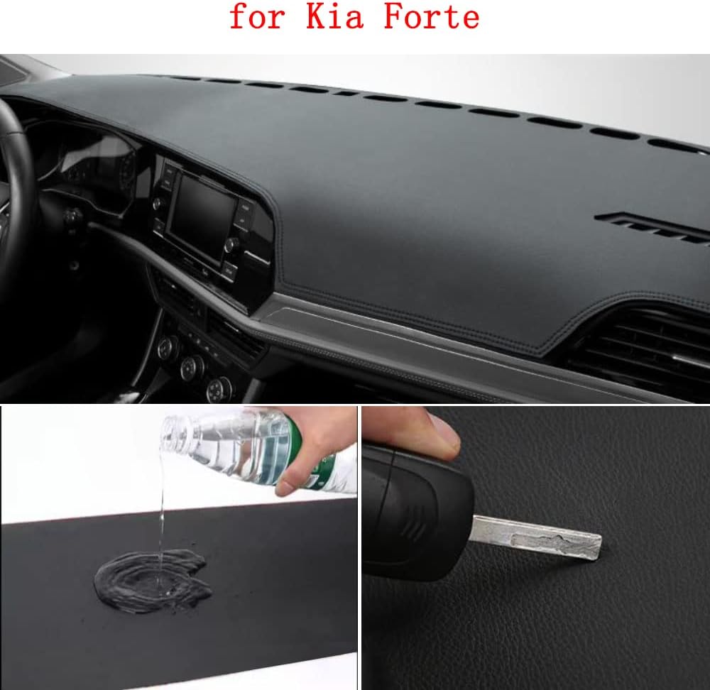KAITIAN Leather Dash Cover Dashboard Cover Dash Mat Dash Carpet Non-Slip Compatible for Kia Forte 2019 2020 2021 2022 2023 2024 2025 2026 Dash Cover Mat