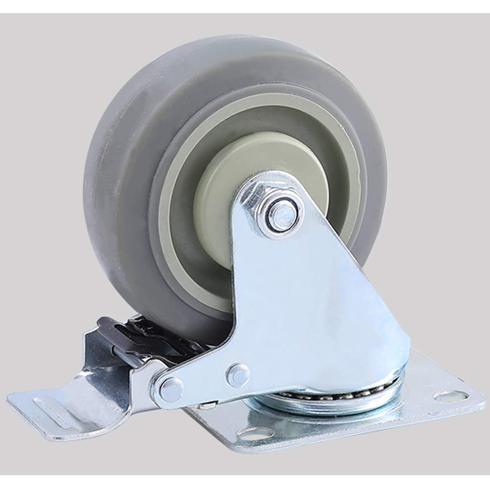 4 przemysłowe Castors do dużych obciążeń gumowe kółka z hamulcem 75 mm / 100 mm / 125 mm uniwersalne kółka skrętne 480 kg ciche kółka meblowe podwójne łożyska kółka płaskie