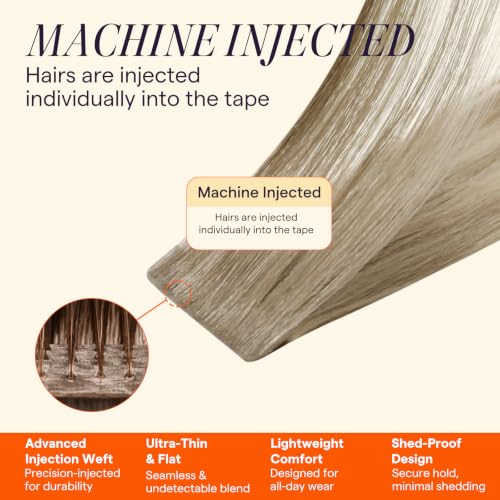 Image of Full Shine Injection Tape in Hair Extensions, Color 19 /8 /60, 16 Inch