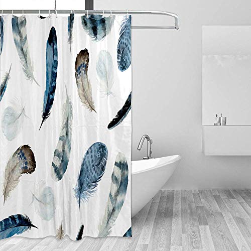 Rideau de douche avec crochets décoratifs en tissu polyester imperméable - 5