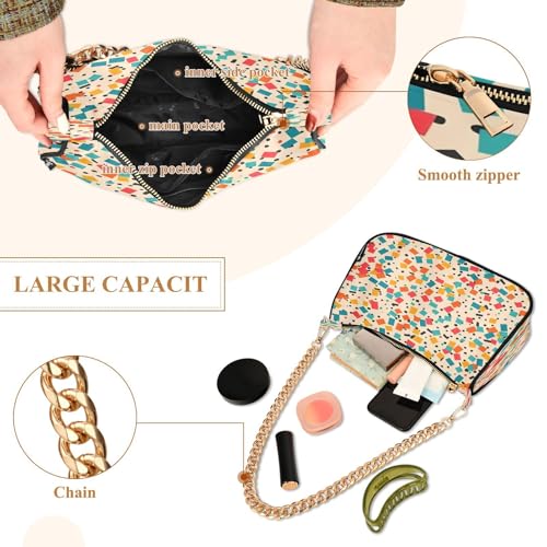 Shoulder Bags for Women Confetti Background Tote HandBag Shoulder Bags purse with Chain Zipper Closure4
