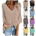 Women Tops Casual Long Sleeve V Neck Shirts Breathable Hollow Knit Pullover Sweaters Fashion Loose Shirts for Work Beige