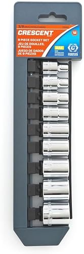 Crescent CSAS5 - Juego de llaves métricas estándar de 12 puntos, 9 unidades, 38", color negro
