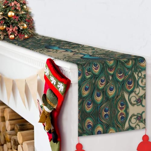 Chemin de table paon en lin la solution pour embellir votre cuisine à Noël