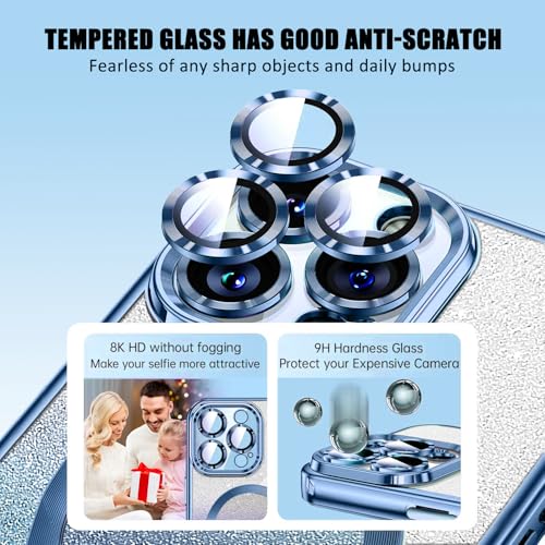 Image of Misscase for iPhone 16 Pro Magnetic Glitter Case Compatible with MagSafe,Camera Lens Protector Full Protection Elegant Anti-Scratch Dust-Proof Net Case Cover for iPhone 16 Pro Blue