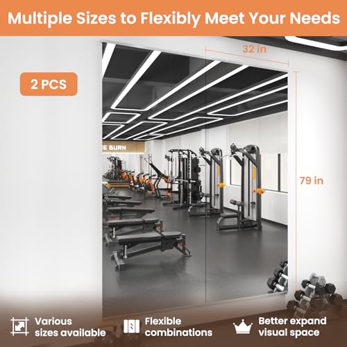 Image of LOAAO Home Gym Mirror 79 inchx32 inch, 2 PCS