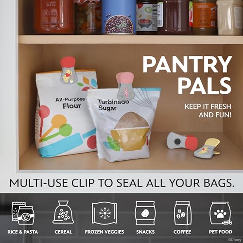 Image of Disney Winnie the Pooh Magnetic Chip Clips, Set of 6 | Airtight food storage bag clips for snack, cereal, and coffee bags, great for pantry and fridge, magnet displays kids artwork