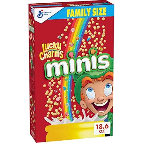 Lucky Charms Minis Cereal with Marshmallows, Kids Breakfast Cereal, Family Size, 18.6 oz Cover