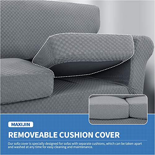 Maxijin MAX-US10-THUA-SF 4 Piece Newest Couch Covers For 3 Cushion Couch Super Stretch Non Slip Couch Cover For Dogs Pet Friendly Elastic Jacquard Furniture Protector Sofa Slipcovers thumb #3