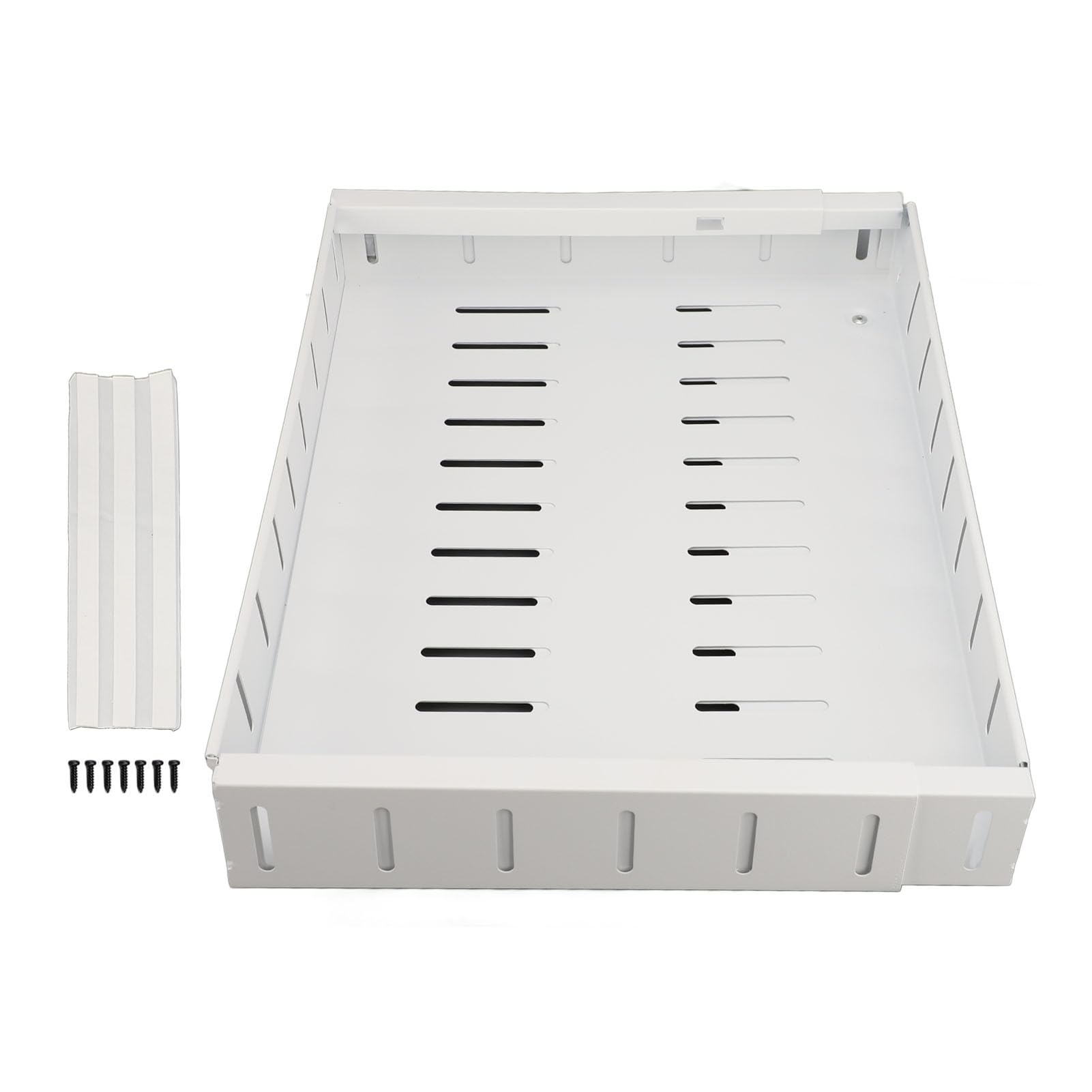 Cassetto estraibile regolabile per cucina e dispensa, 40 x 30 x 5,6 cm, soluzione di archiviazione scorrevole bianca per armadio nization