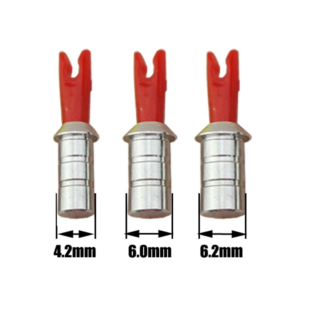 Tir à l'arc Encoches de Fleche Queues de flèche avec Clou de Protection en Alliage d'aluminium pour ID 4,2mm/6,0mm/6,2mm Fleche (Paquet DE 50)