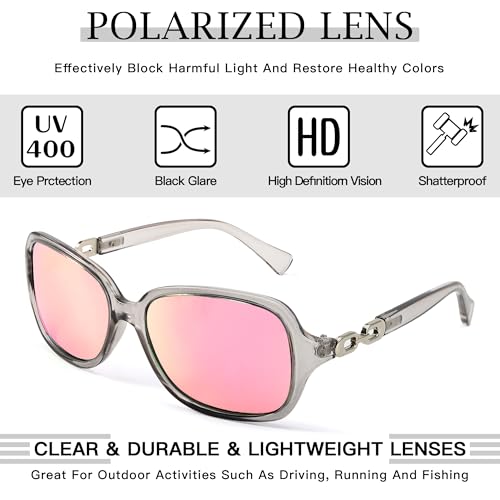 Image of SIPHEW Women's Polarized Sunglasses w UV400 Protection,Classic Sun Glasses | Vintage Sunnies,Wraparound Shade,Lightweight & Comfortable,Big Sunnies eyewear,Driving,Outdoors