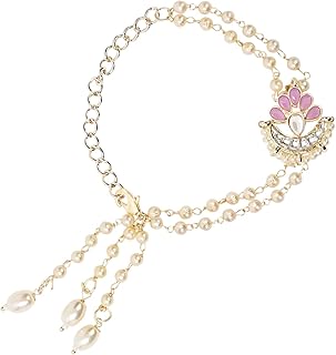 i jewels Floral Shaped Kundan & Pearl Bracelet For Bhabhi/Sister-picture-20